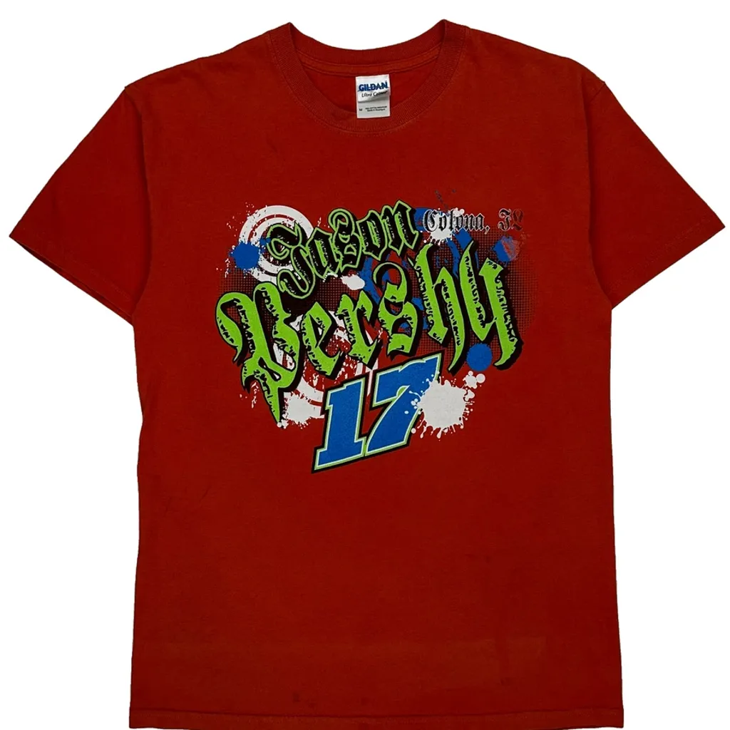 Jason Pershy 17 Gildan Graphic T-Shirt - Medium Red Cotton - Image 7