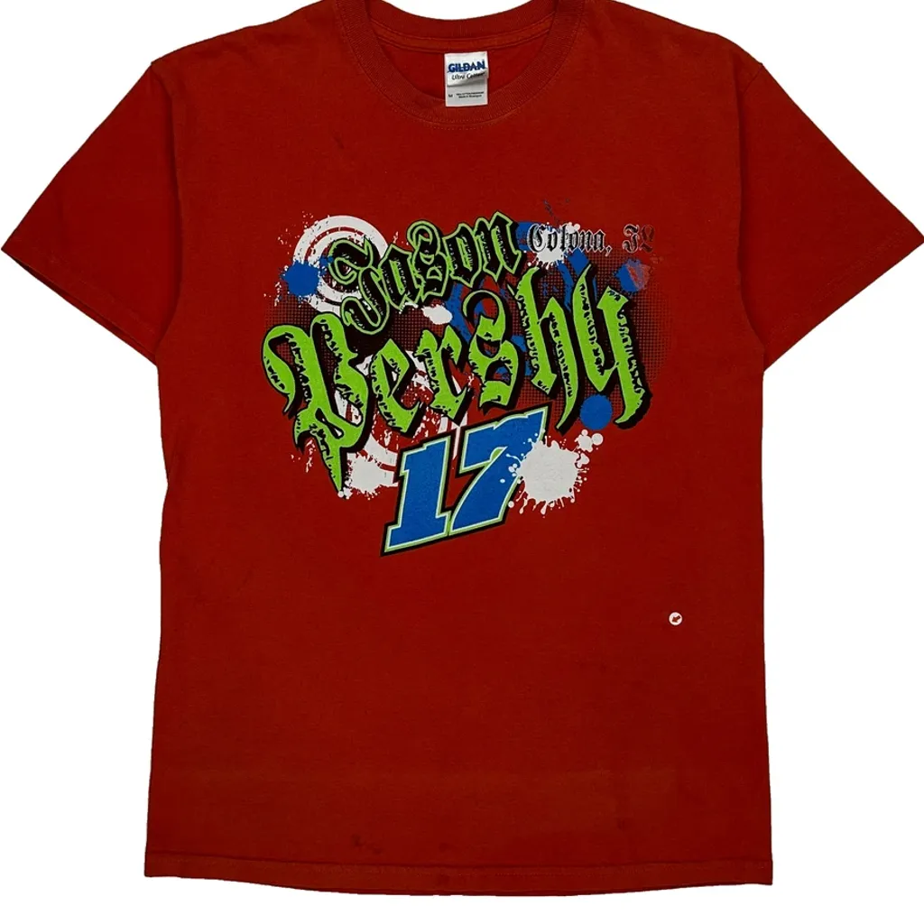 Jason Pershy 17 Gildan Graphic T-Shirt - Medium Red Cotton - Image 9