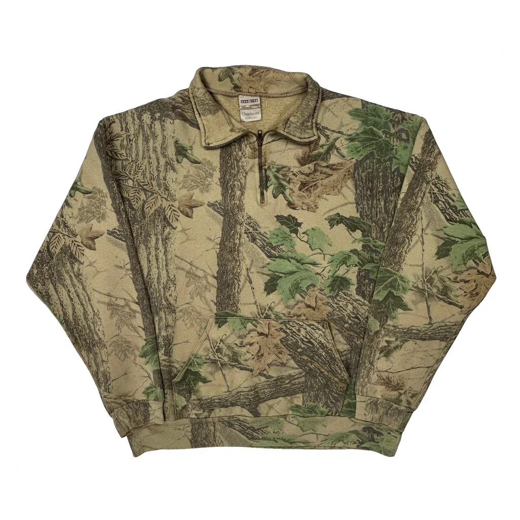 Jerzees Camo 1/4 Zip - XL Beige Cotton