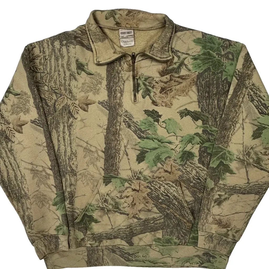 Jerzees Camo 1/4 Zip - XL Beige Cotton - Image 4