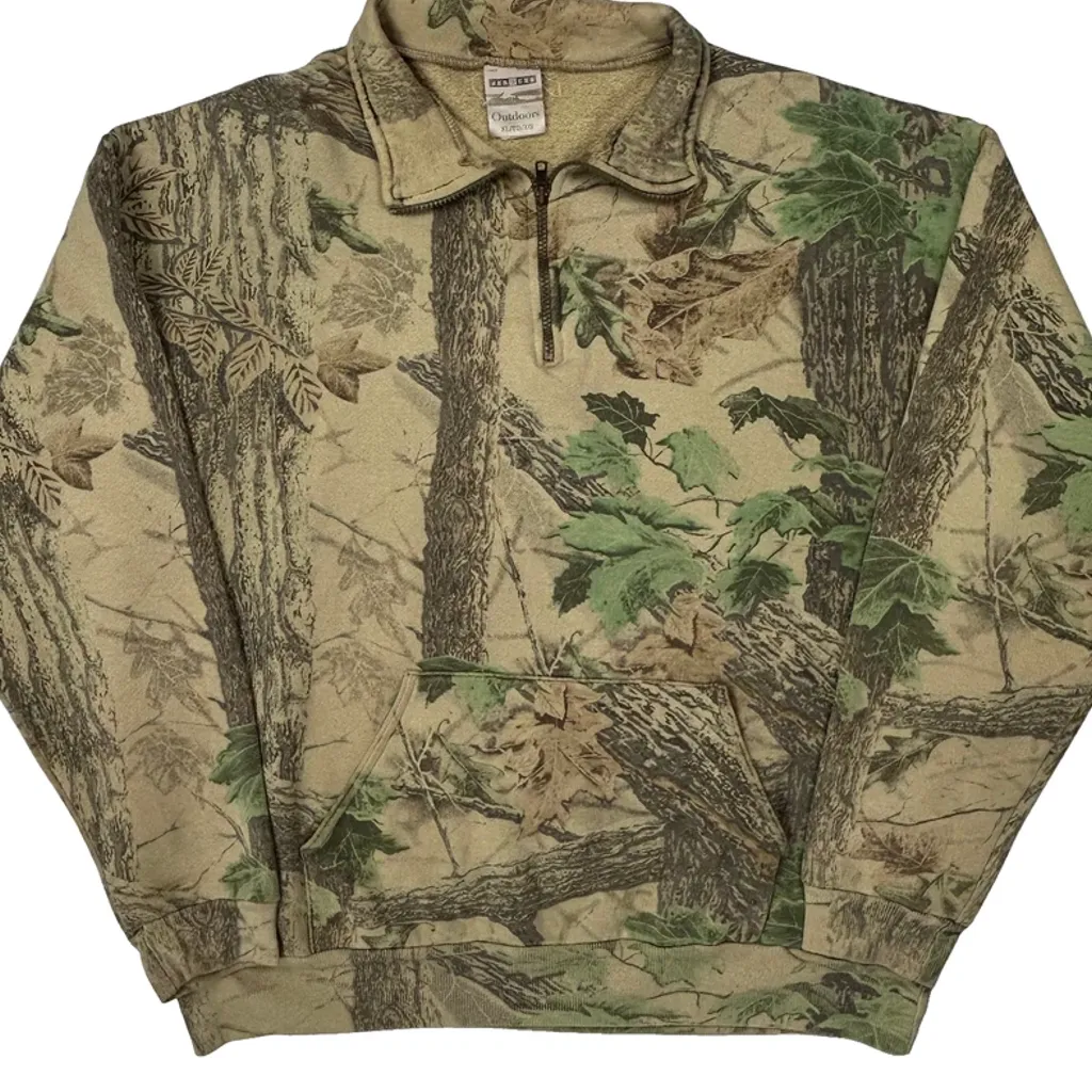 Jerzees Camo 1/4 Zip - XL Beige Cotton - Image 5