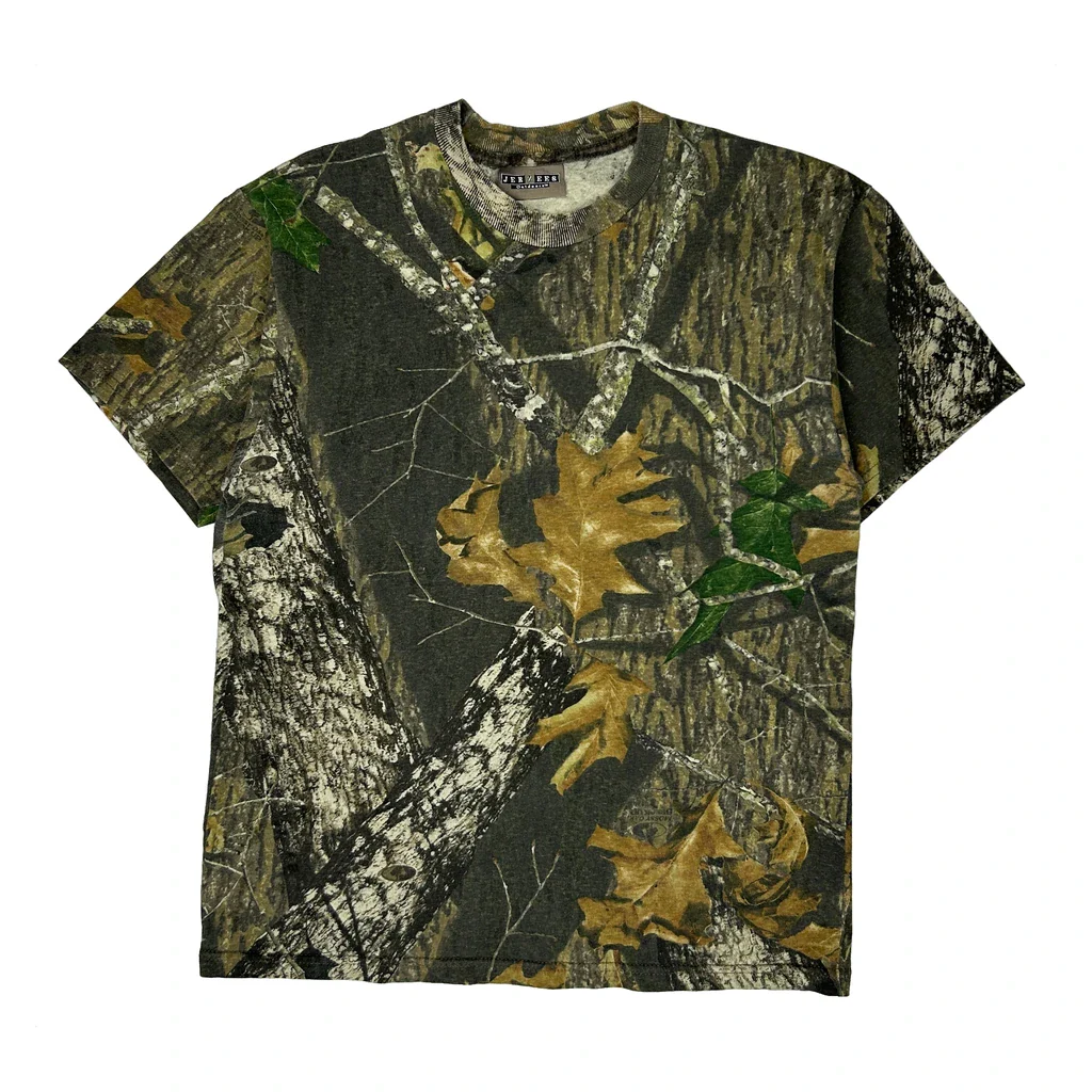 Jerzees Camo T-Shirt - Small Green Cotton