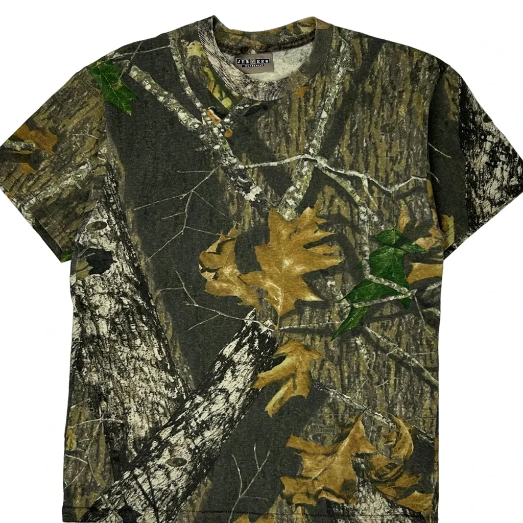Jerzees Camo T-Shirt - Small Green Cotton - Image 6