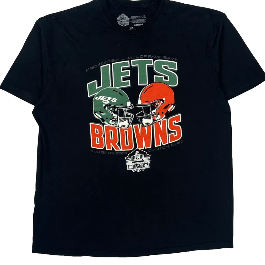Jets Vs Browns Nfl Football T-Shirt - XL Black Cotton - Image 4