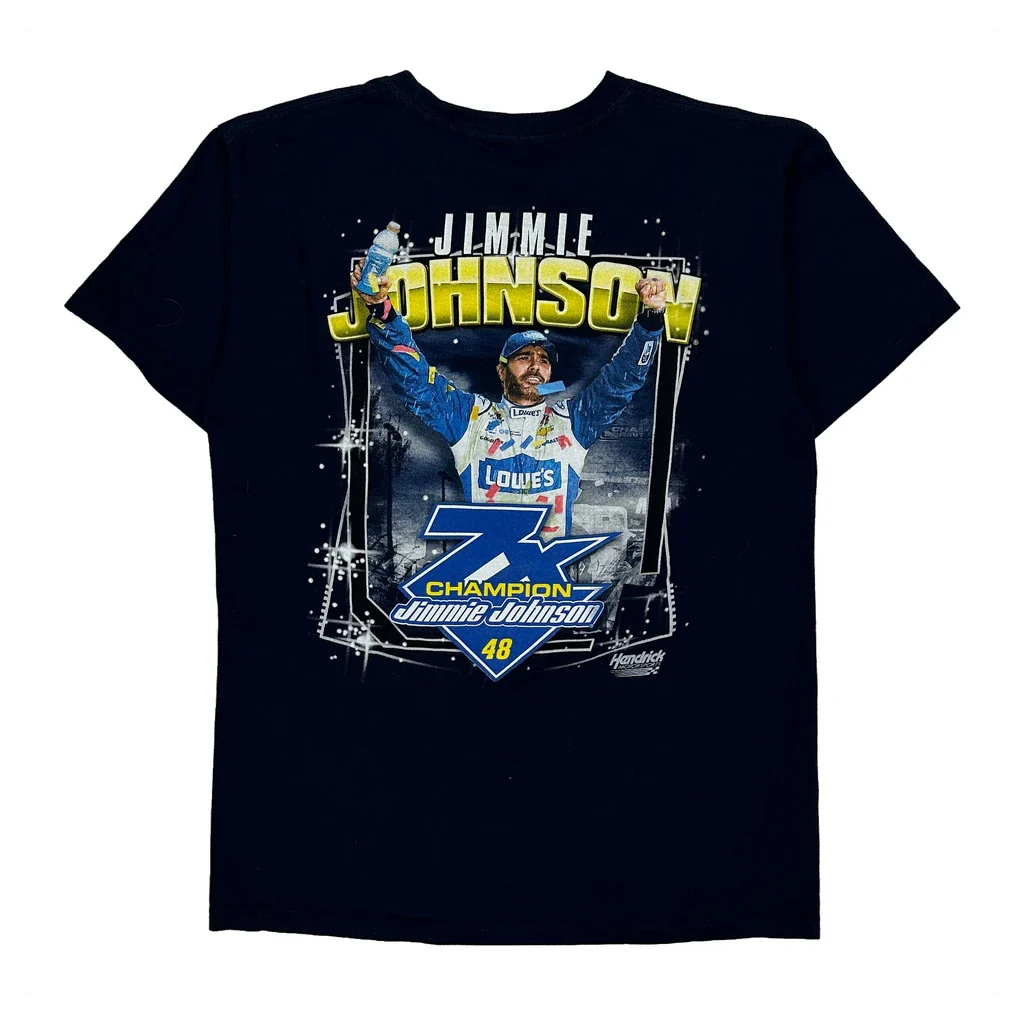 Jimmie Johnson Hendrick Nascar T-Shirt - Medium Black Cotton - Image 2