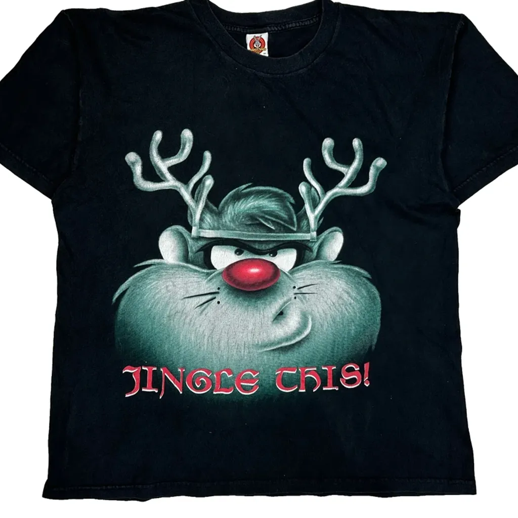 Jingle This! Looney Tunes Taz Christmas T-Shirt - XL Black Cotton - Image 4