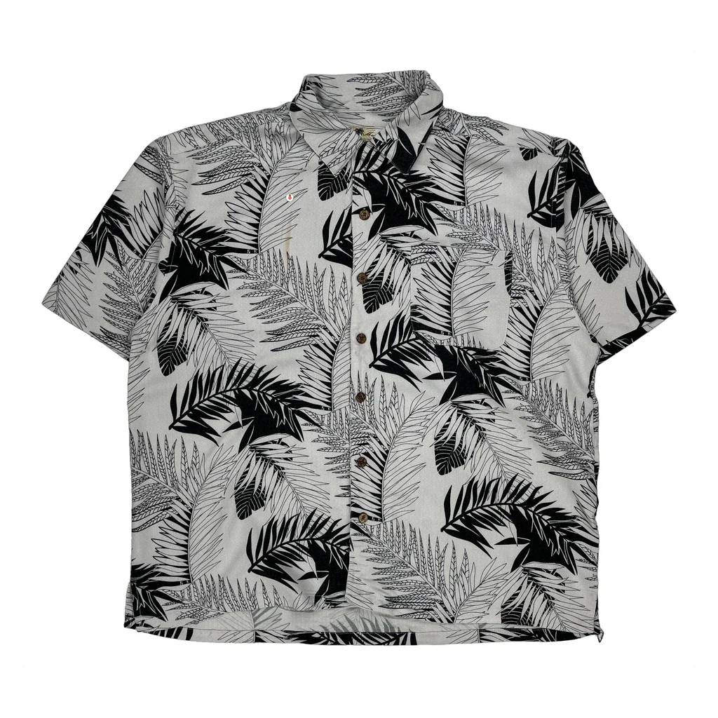 Joe Martin Hawaiian Shirt - XL Black & White Polyester