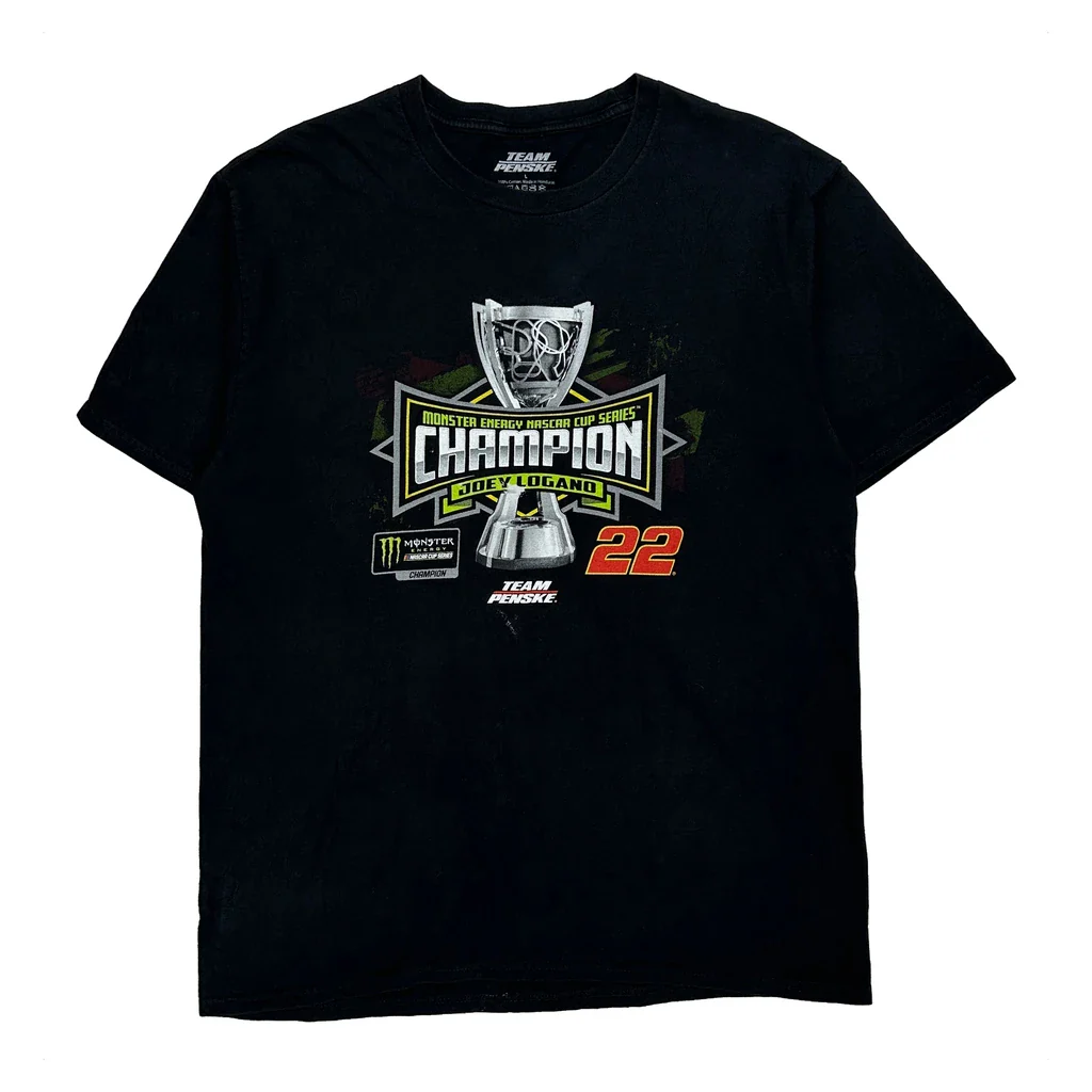 Joey Logano Team Penske Nascar T-Shirt - Large Black Cotton