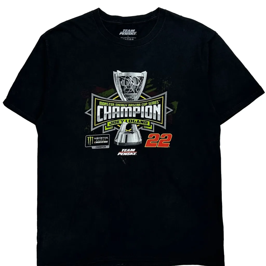 Joey Logano Team Penske Nascar T-Shirt - Large Black Cotton - Image 4