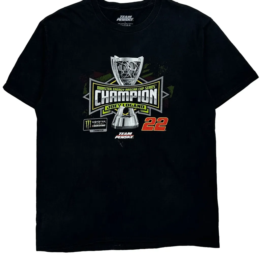 Joey Logano Team Penske Nascar T-Shirt - Large Black Cotton - Image 5