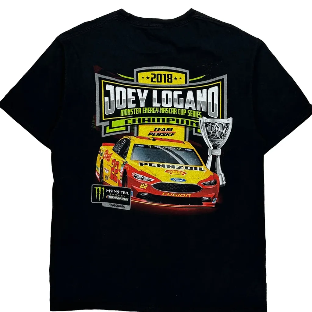 Joey Logano Team Penske Nascar T-Shirt - Large Black Cotton - Image 6