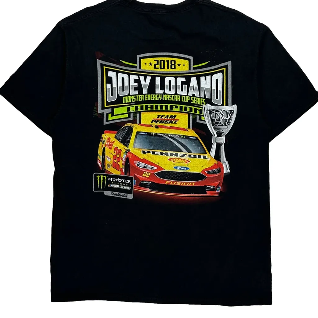 Joey Logano Team Penske Nascar T-Shirt - Large Black Cotton - Image 7