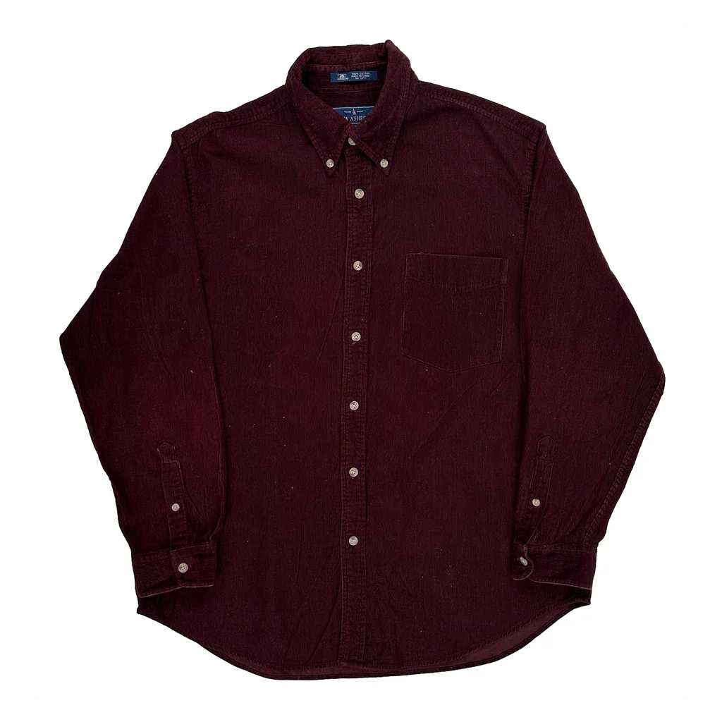 John Ashford Shirt - Large Burgundy Cotton