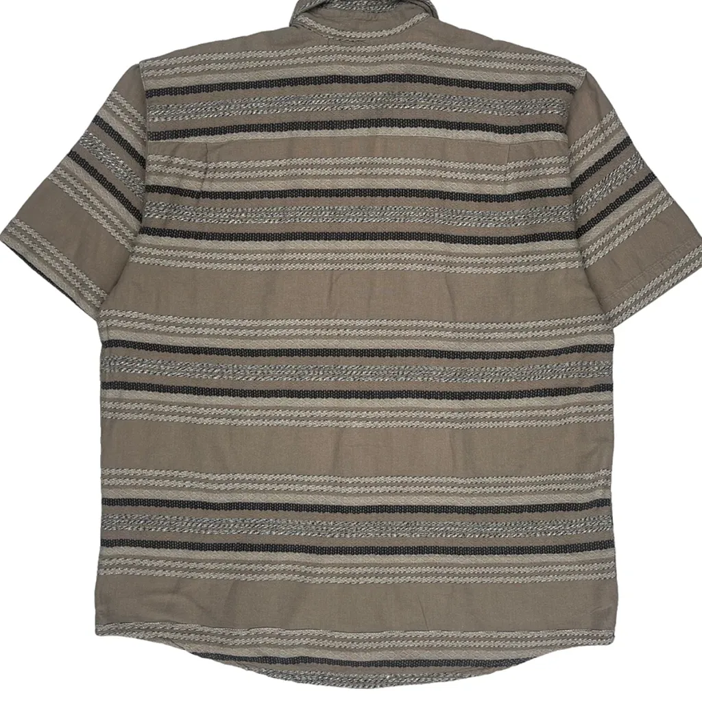 John F Gee Striped Short Sleeve Shirt - Medium Beige Cotton - Image 6