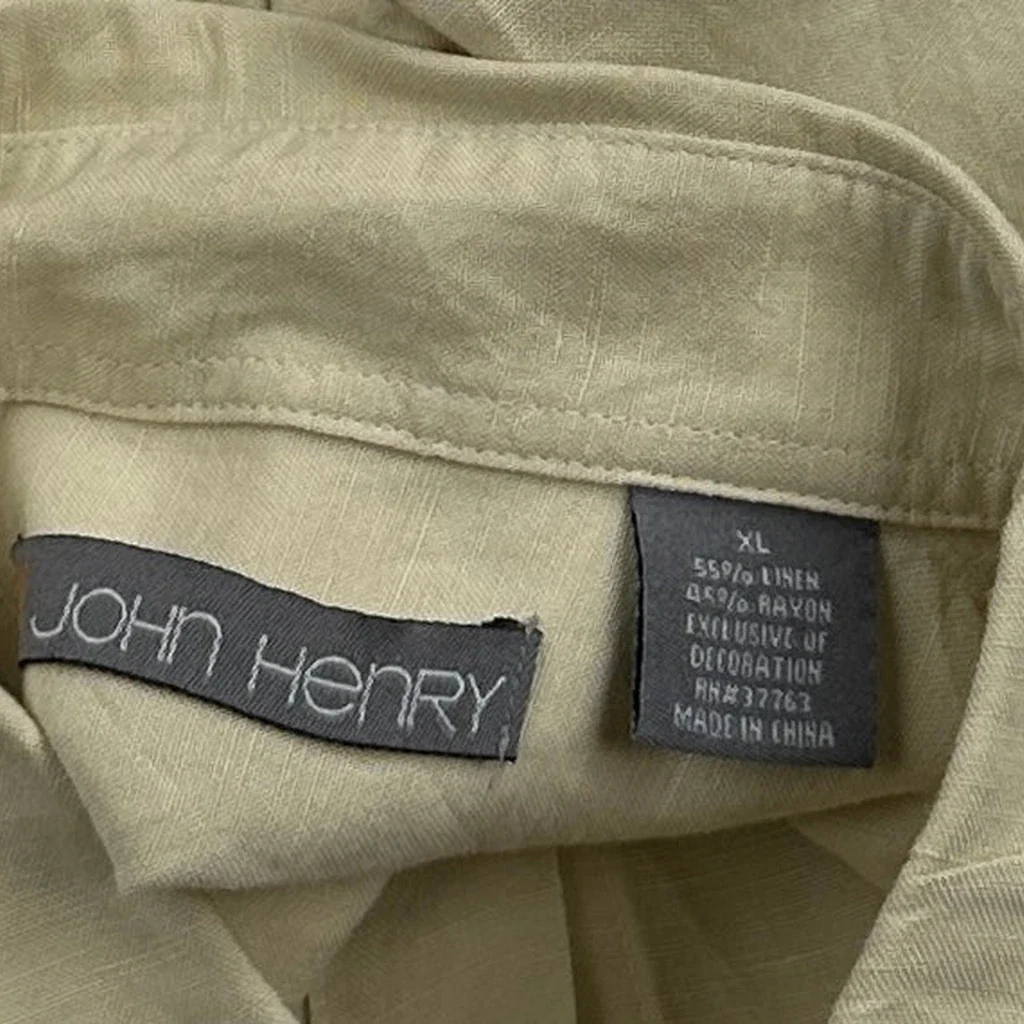 John Henry Hawaiian Shirt - XL Beige Linen Blend - Image 3