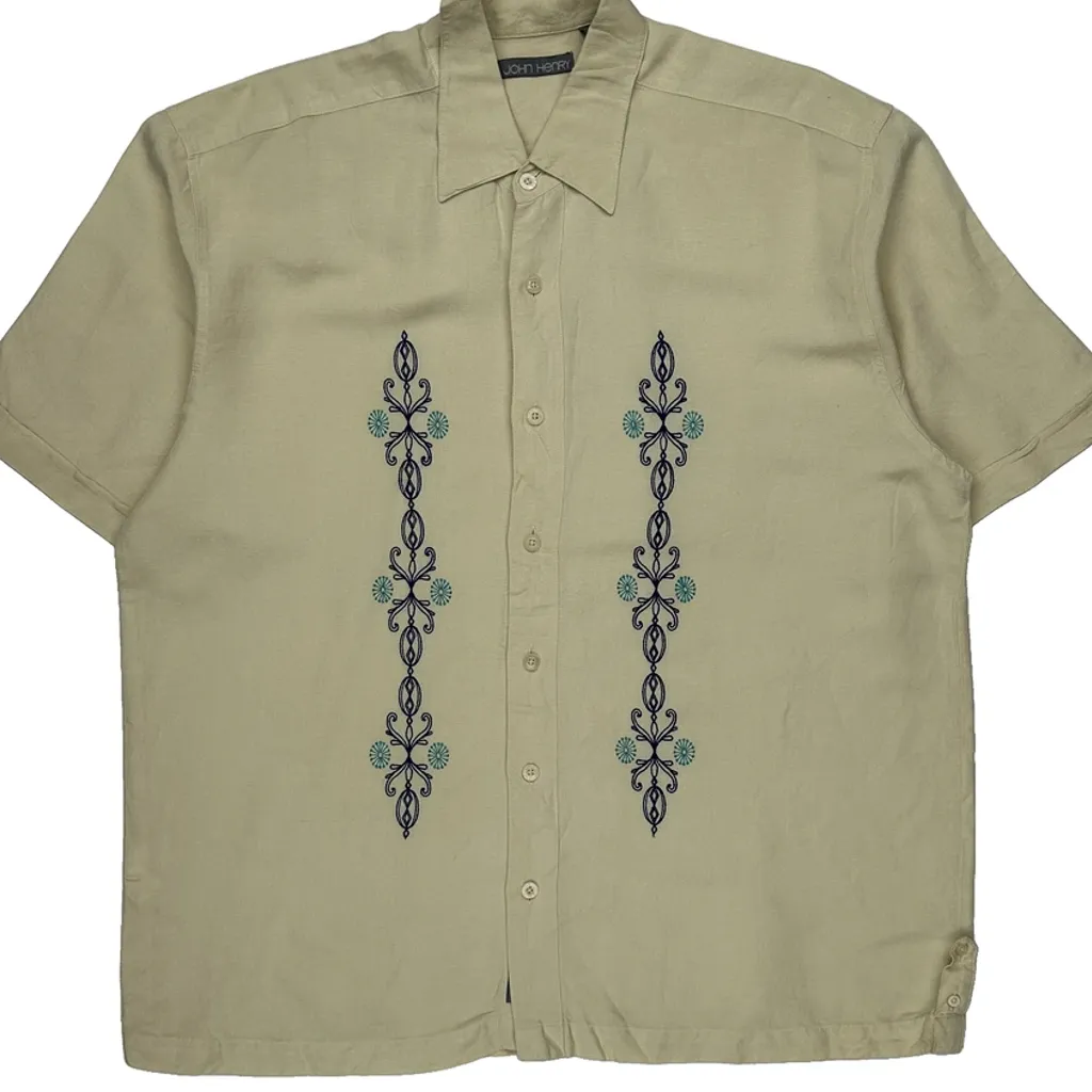 John Henry Hawaiian Shirt - XL Beige Linen Blend - Image 5