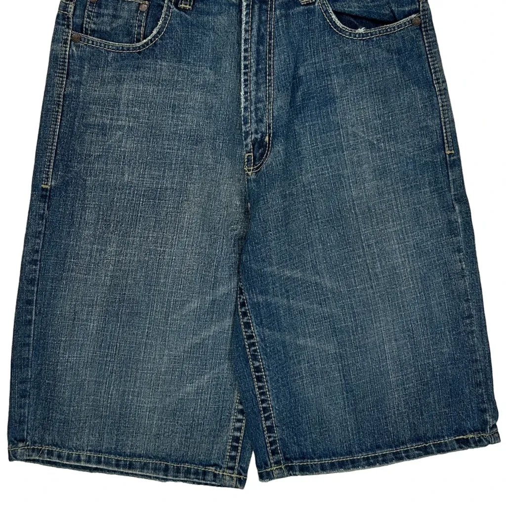 Jordan Craig Baggy Denim Shorts - 34W 12L Blue Cotton - Image 10