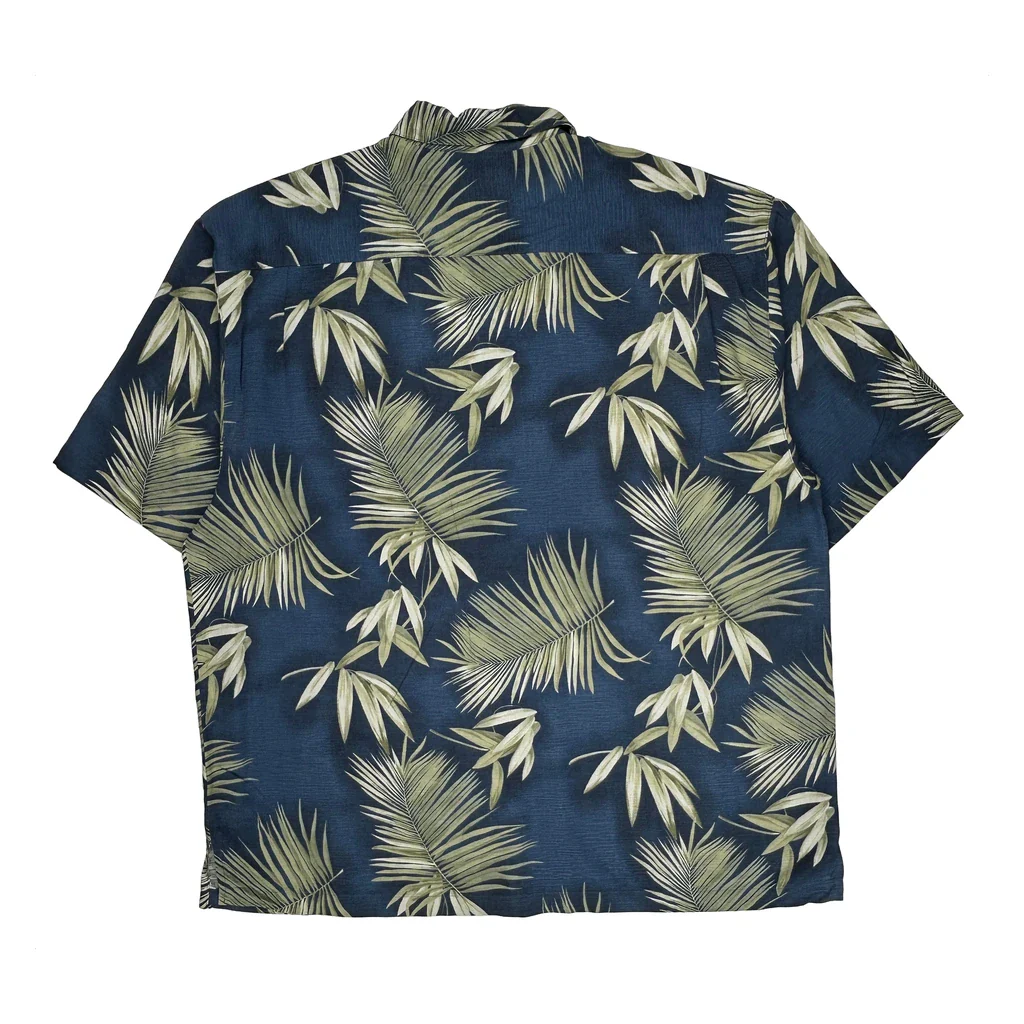 Joseph & Feiss Floral Hawaiian Shirt - 2XL Blue Silk - Image 2