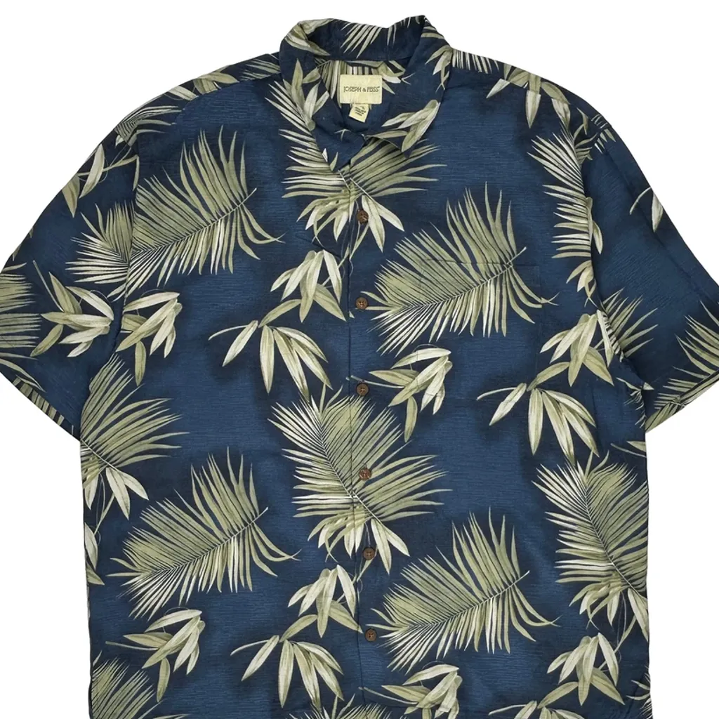 Joseph & Feiss Floral Hawaiian Shirt - 2XL Blue Silk - Image 4