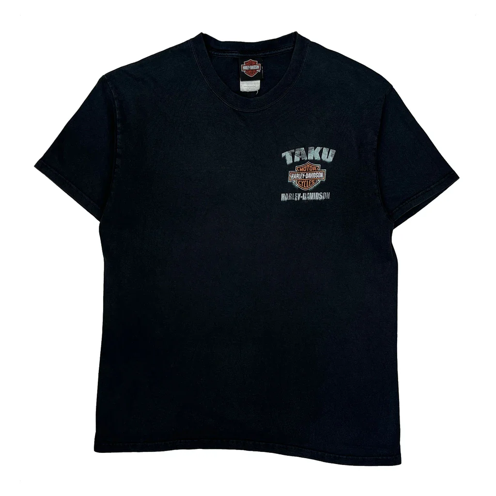 Juneau, Alaska Harley Davidson Graphic T-Shirt - Large Black Cotton