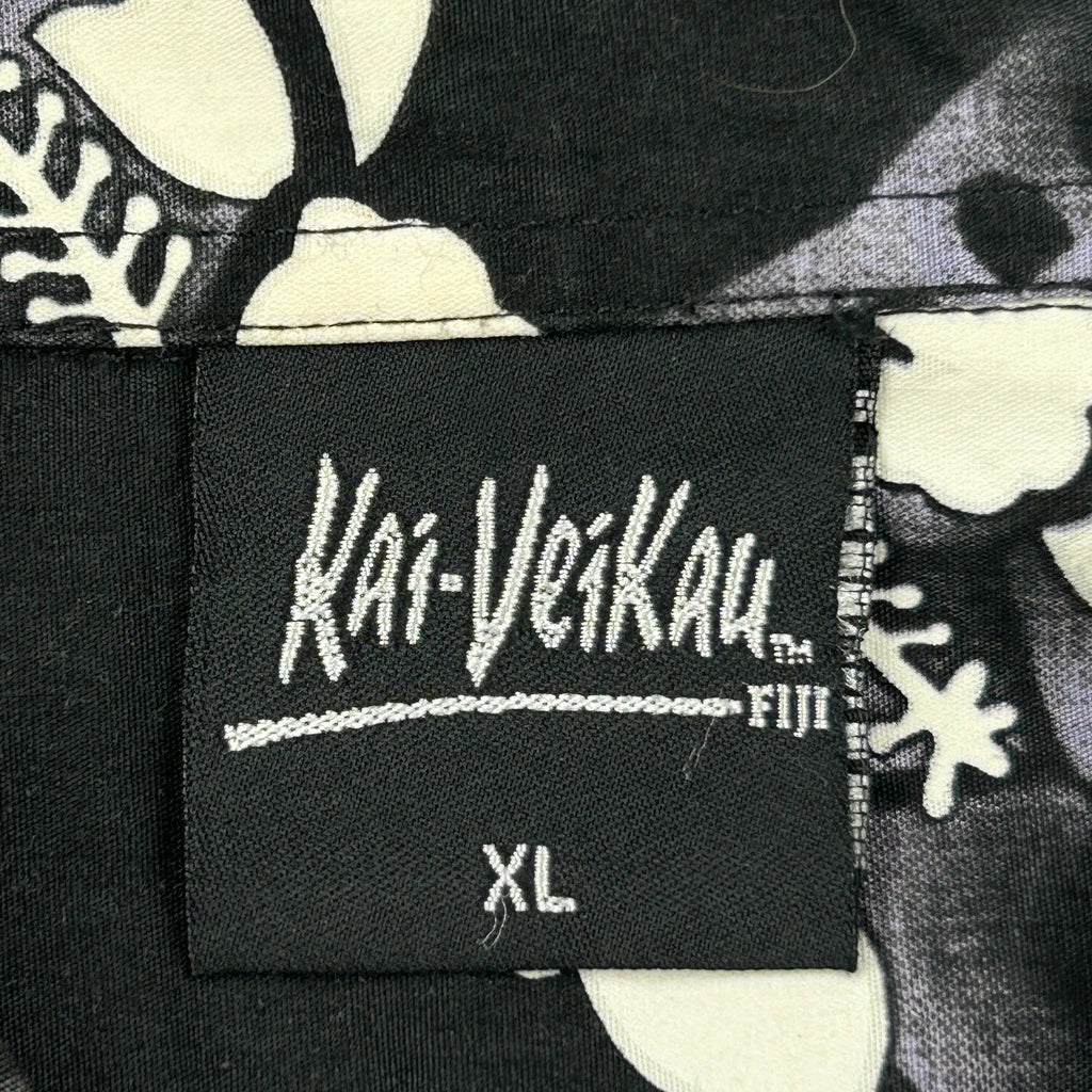Kai Veikau Floral Hawaiian Shirt - XL Black Cotton - Image 3