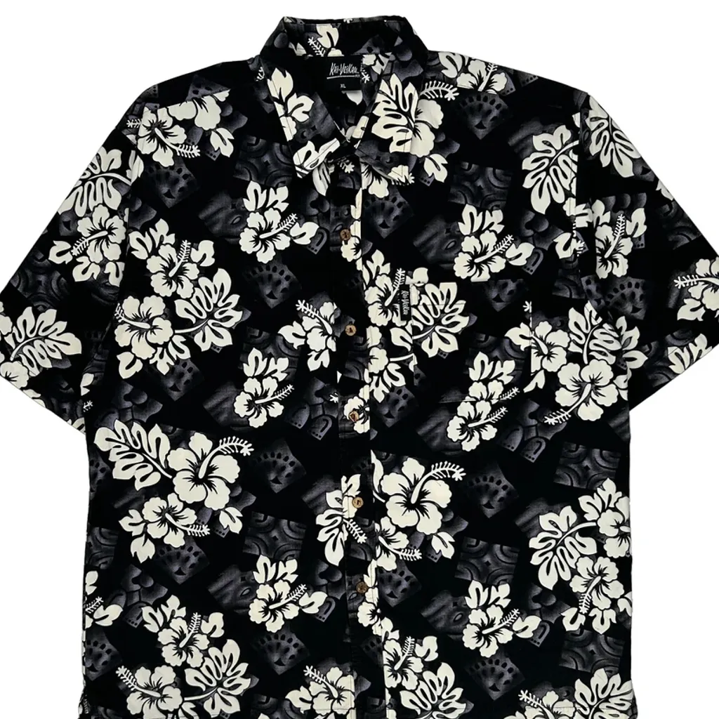 Kai Veikau Floral Hawaiian Shirt - XL Black Cotton - Image 4