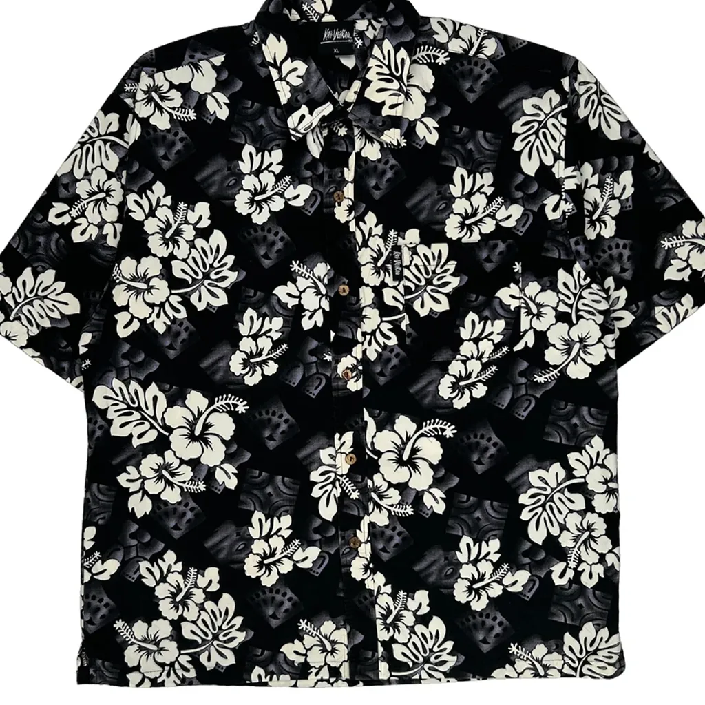 Kai Veikau Floral Hawaiian Shirt - XL Black Cotton - Image 5