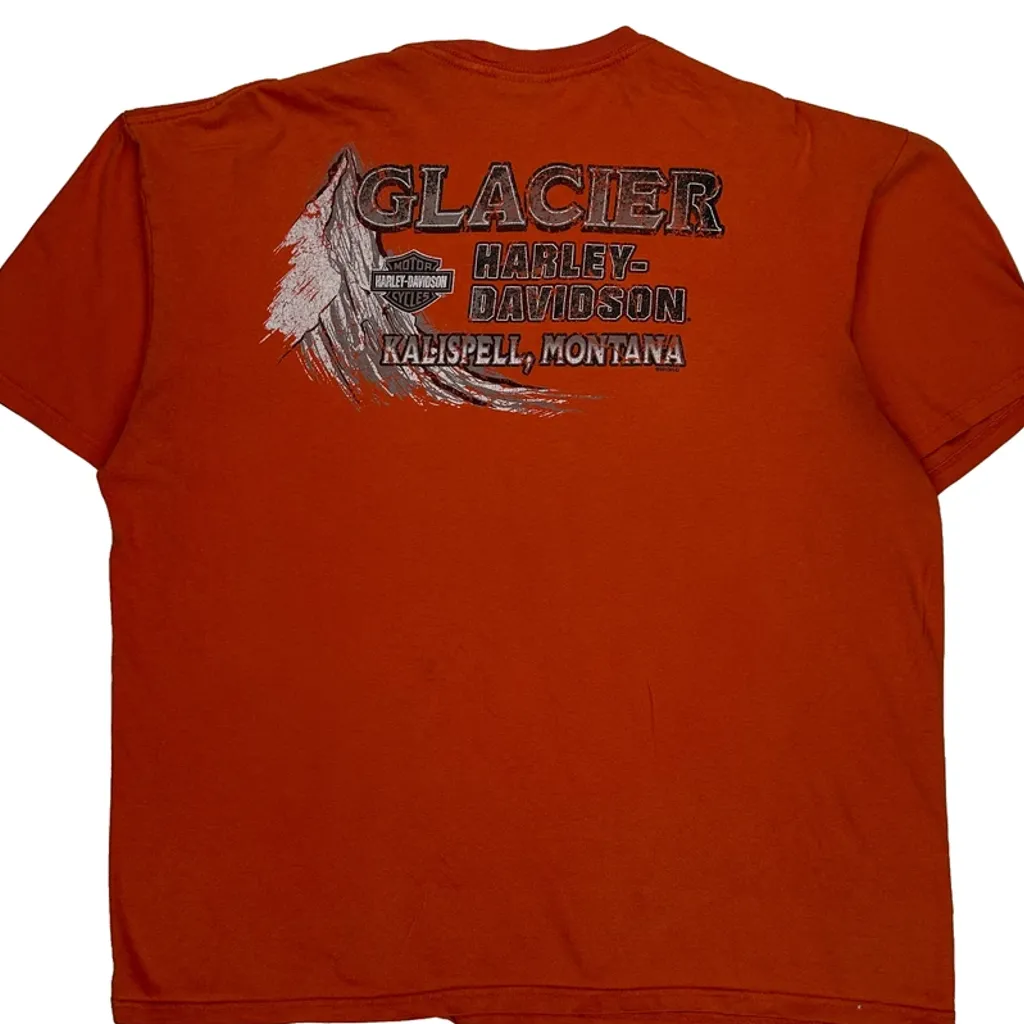 Kalispell, Montana Harley Davidson Graphic T-Shirt - 2XL Orange Cotton - Image 6