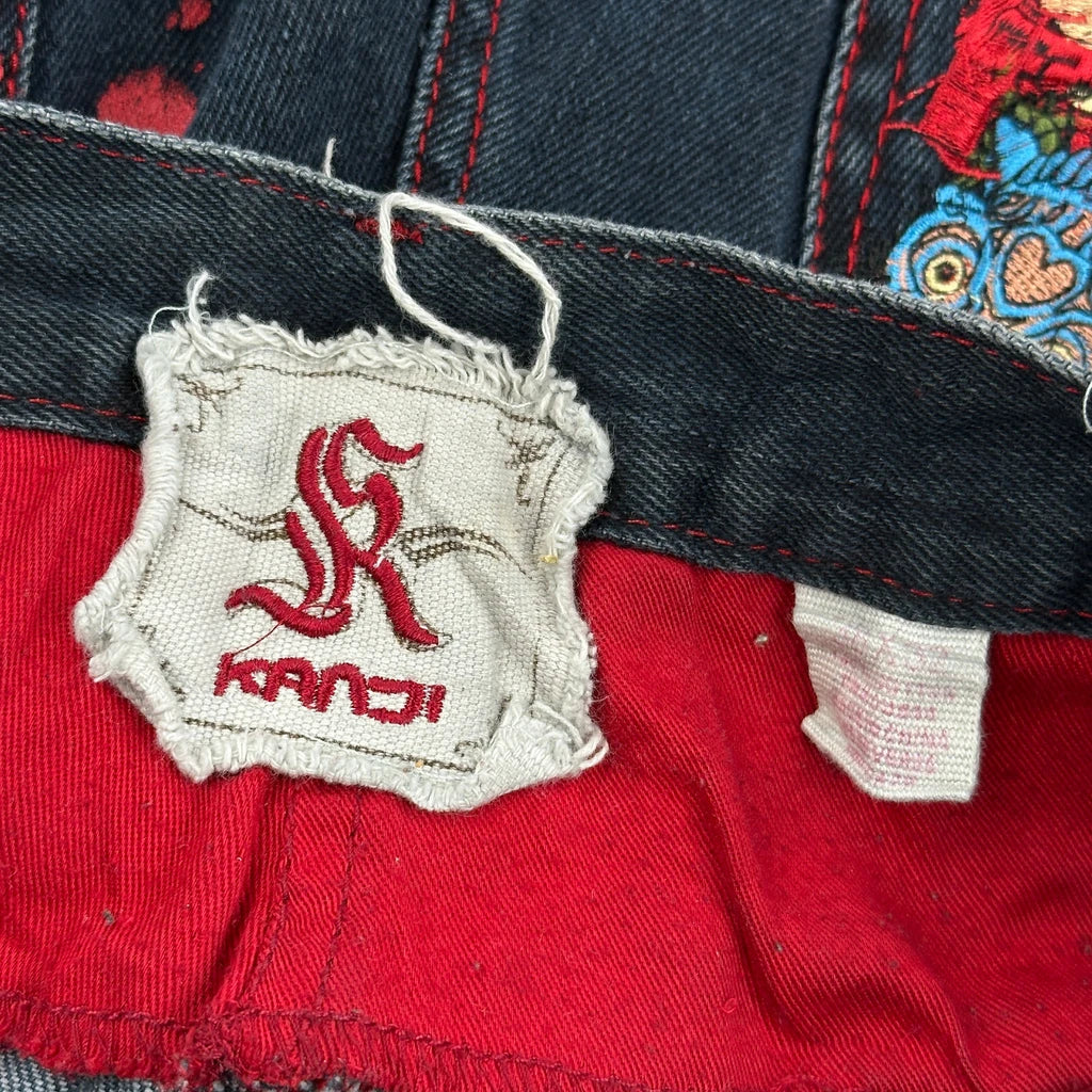 Kanji Baggy Graphic Jeans - 38W 32L Dark Wash Denim - Image 6