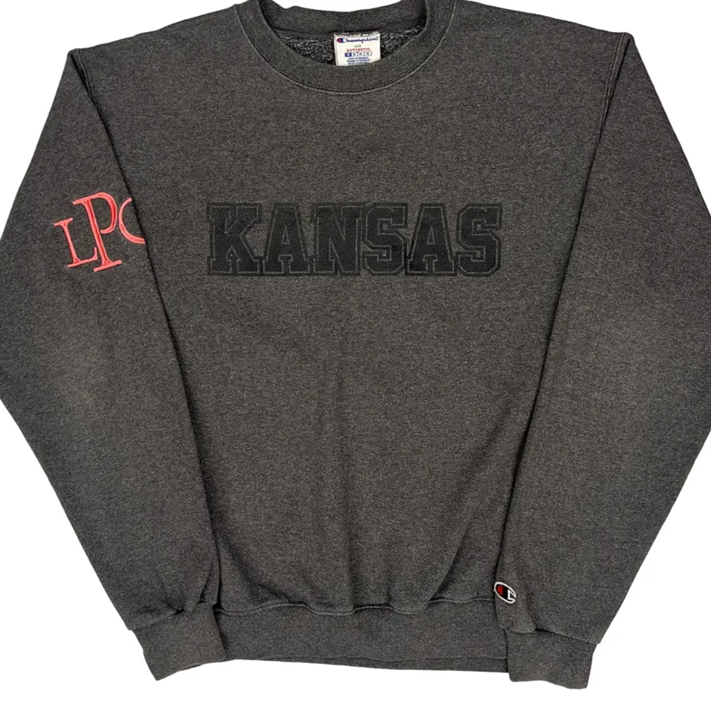 Kansas Champion College Sweatshirt - Medium Grey Cotton Blend - Image 4