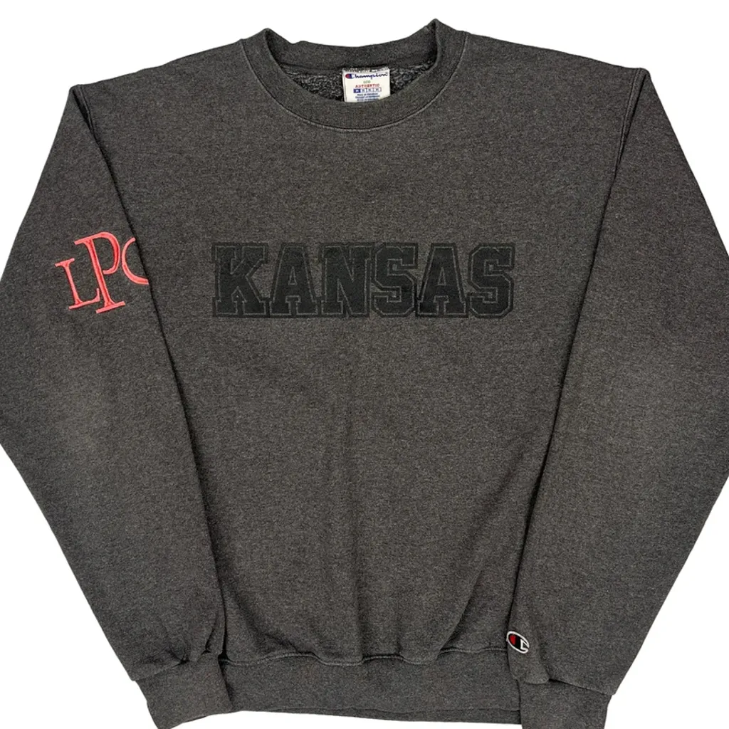 Kansas Champion College Sweatshirt - Medium Grey Cotton Blend - Image 5