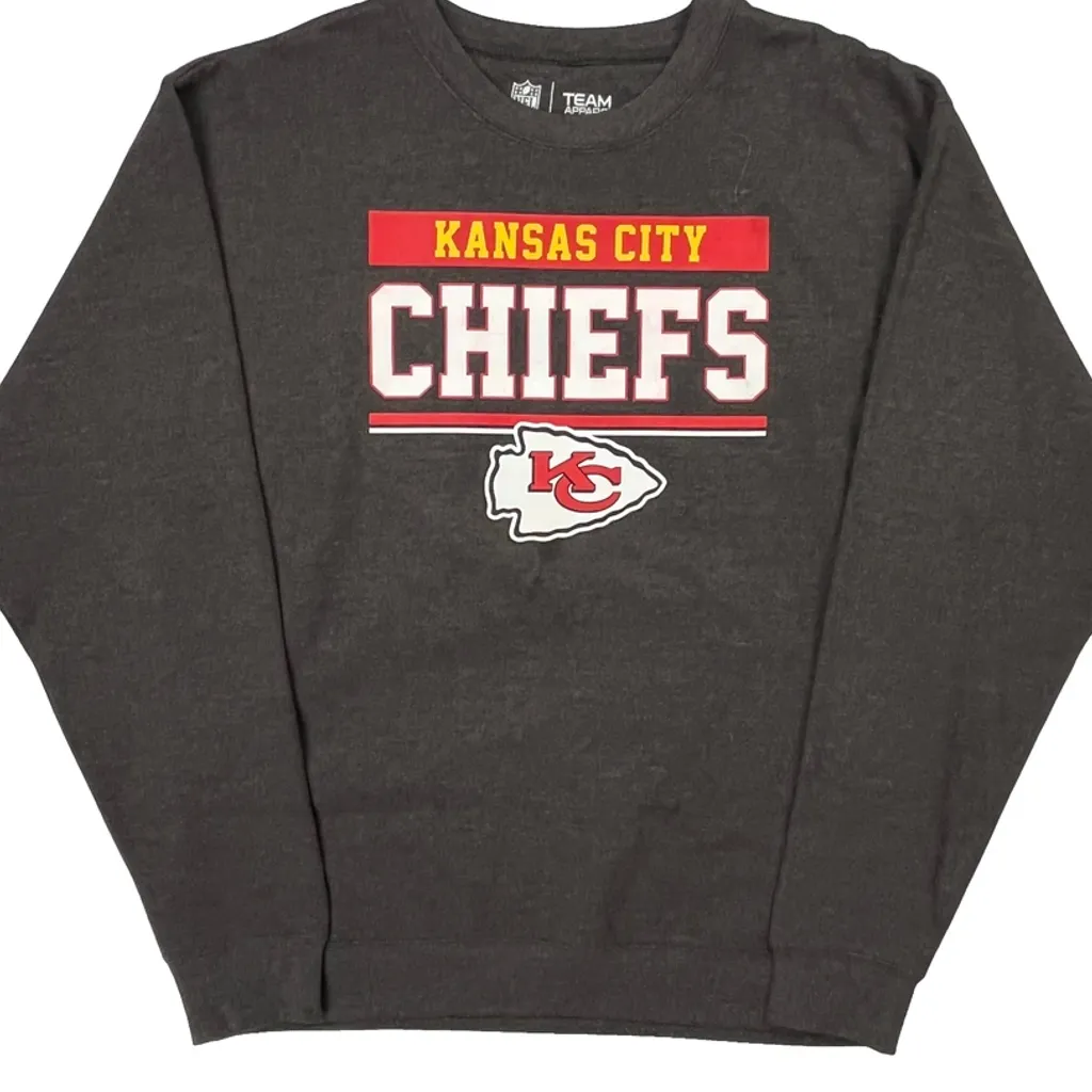Kansas City Chiefs Nfl Football Sweatshirt - Large Gray Cotton Blend - Image 4