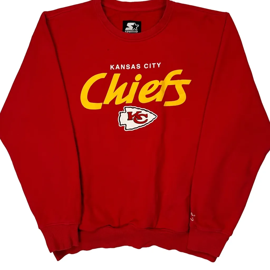 Kansas City Chiefs Starter Nfl Sweatshirt - Large Red Cotton - Image 5
