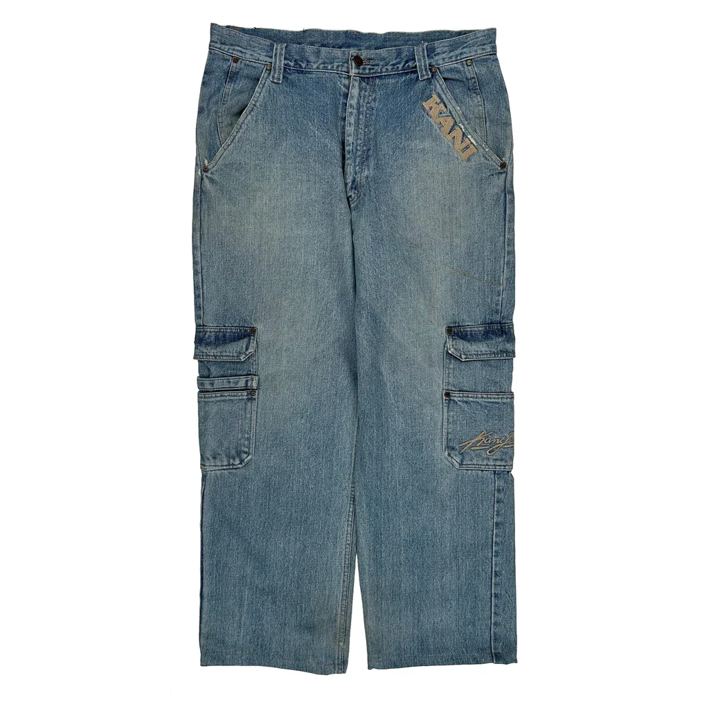 Karl Kani Baggy Cargo Jeans - 35W 28L Blue Cotton - Image 2