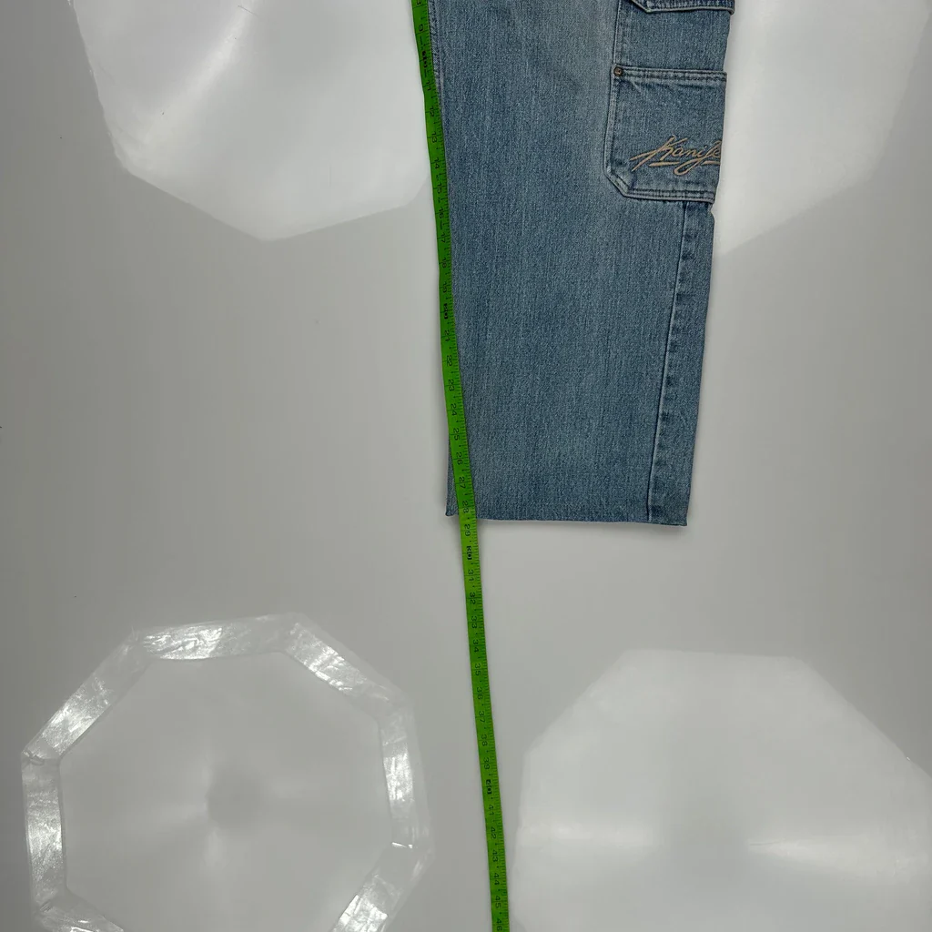 Karl Kani Baggy Cargo Jeans - 35W 28L Blue Cotton - Image 5
