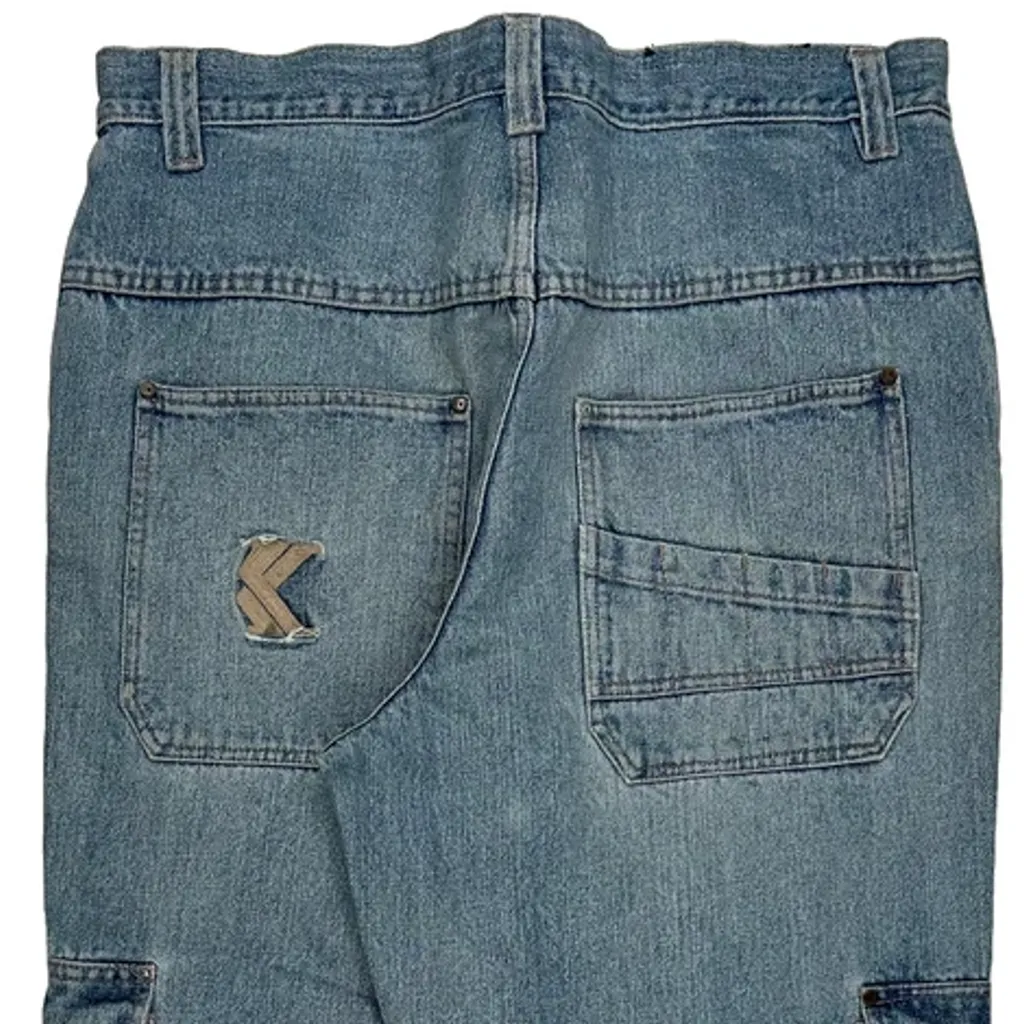 Karl Kani Baggy Cargo Jeans - 35W 28L Blue Cotton - Image 8