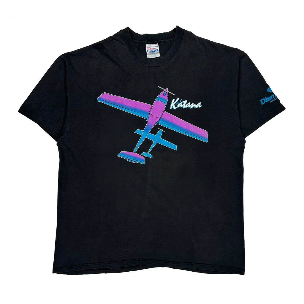 Katana Hanes Single Stitch T-Shirt - 2XL Black Cotton