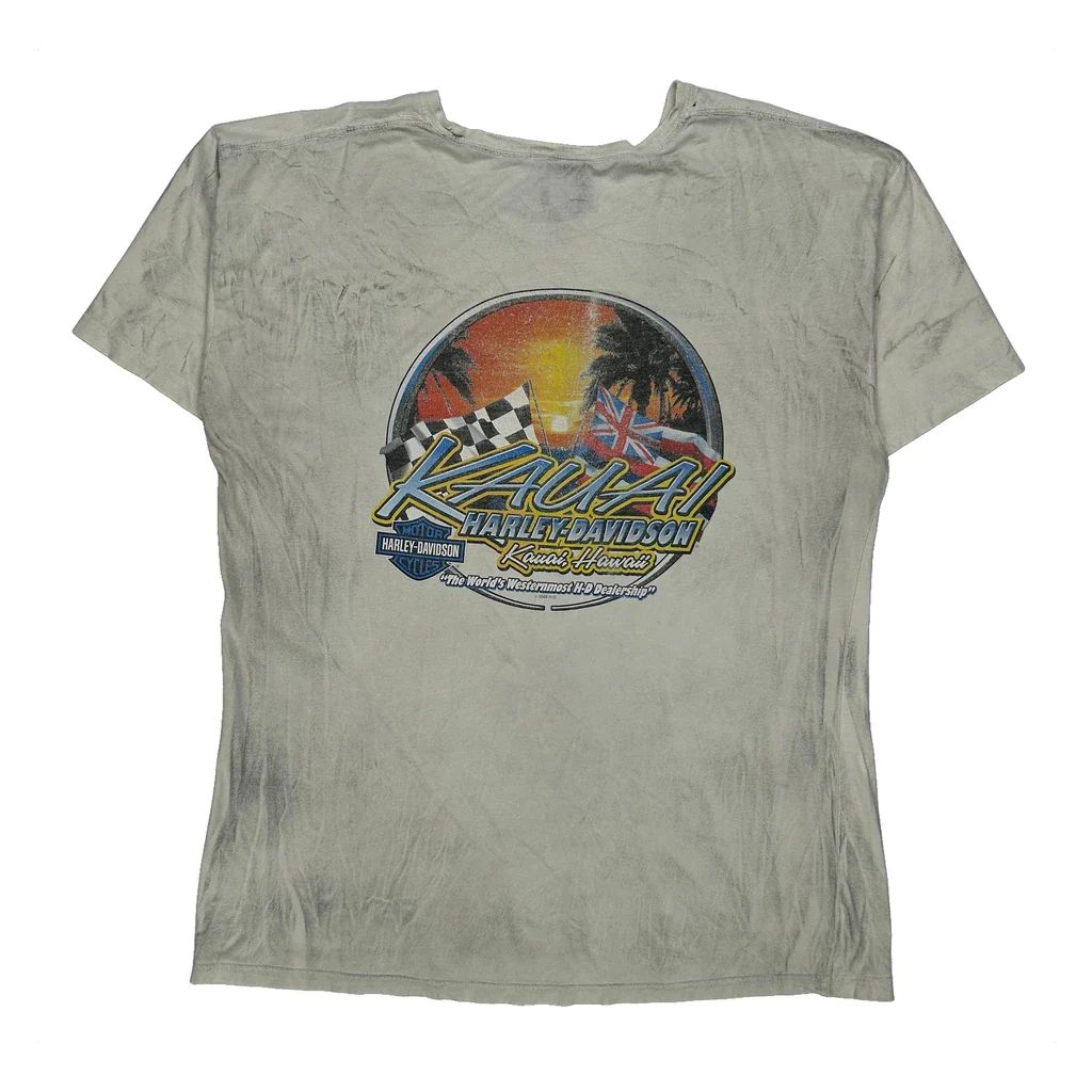 Kauai Harley Davidson Graphic T-Shirt - XL White Cotton - Image 2