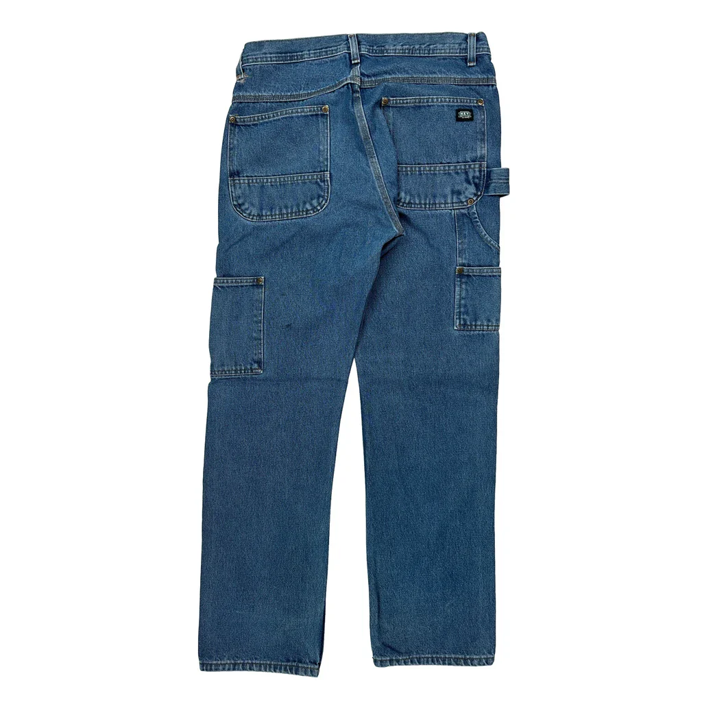 Key Double Knee Carpenter Jeans - 32W 33L Blue Cotton