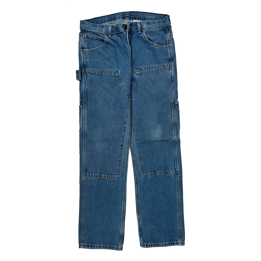 Key Double Knee Carpenter Jeans - 32W 33L Blue Cotton - Image 2