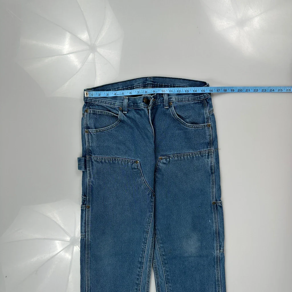 Key Double Knee Carpenter Jeans - 32W 33L Blue Cotton - Image 3