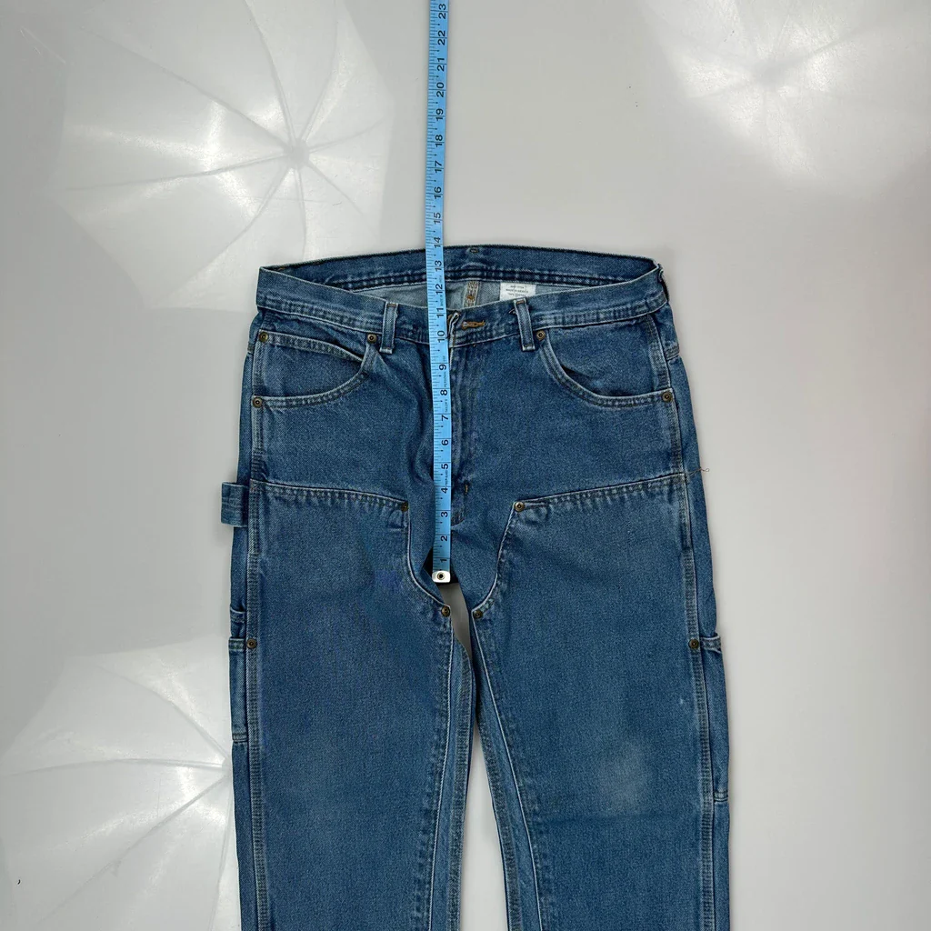 Key Double Knee Carpenter Jeans - 32W 33L Blue Cotton - Image 4