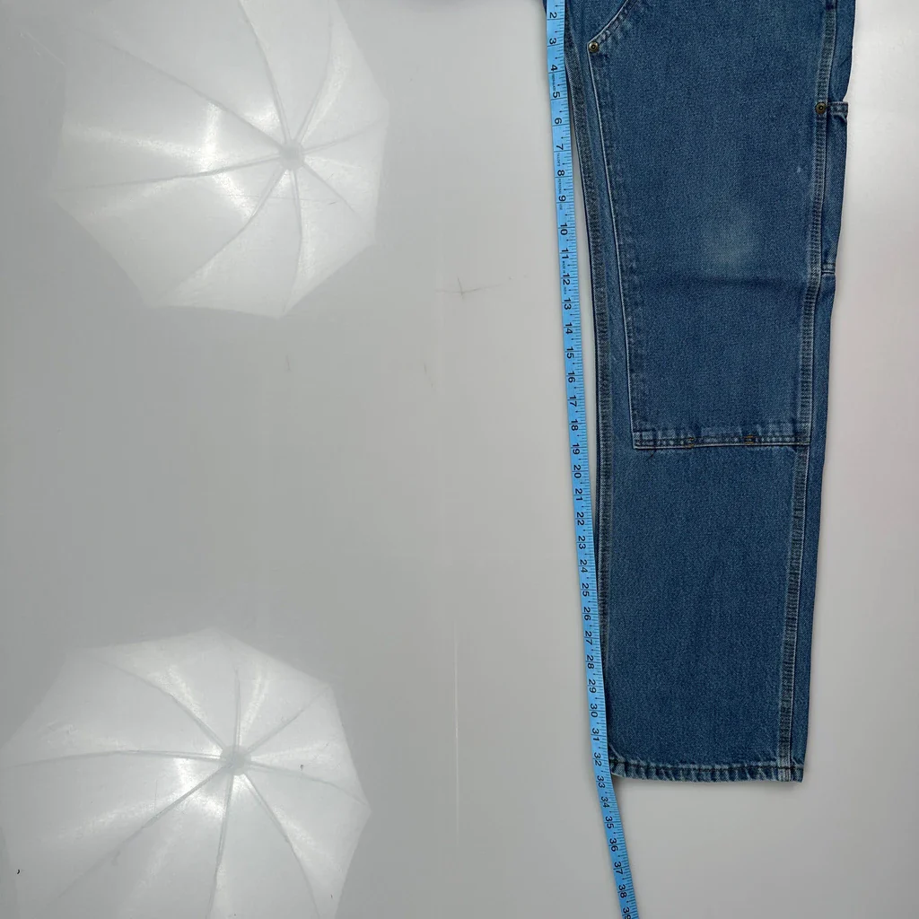 Key Double Knee Carpenter Jeans - 32W 33L Blue Cotton - Image 5