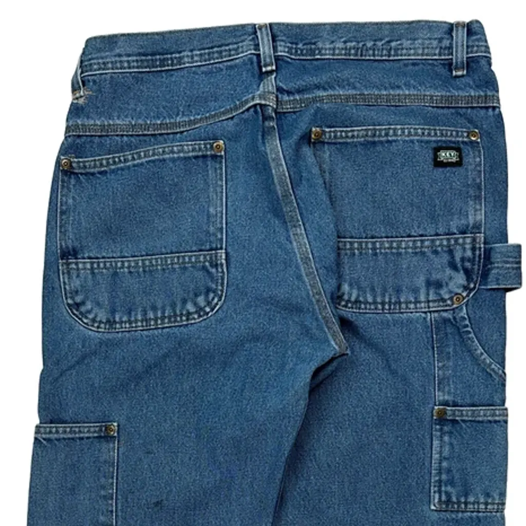 Key Double Knee Carpenter Jeans - 32W 33L Blue Cotton - Image 8
