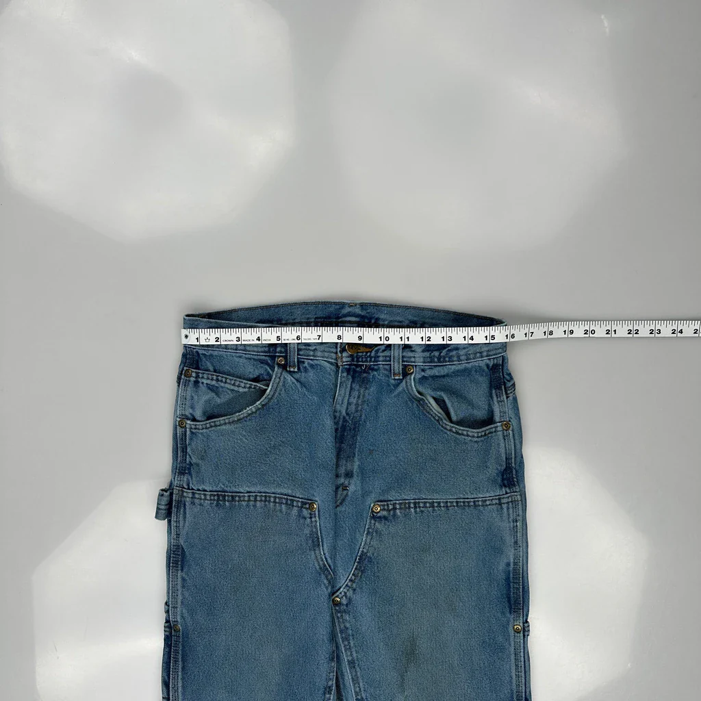 Key Double Knee Carpenter Jeans - 32W 31L Blue Cotton - Image 3