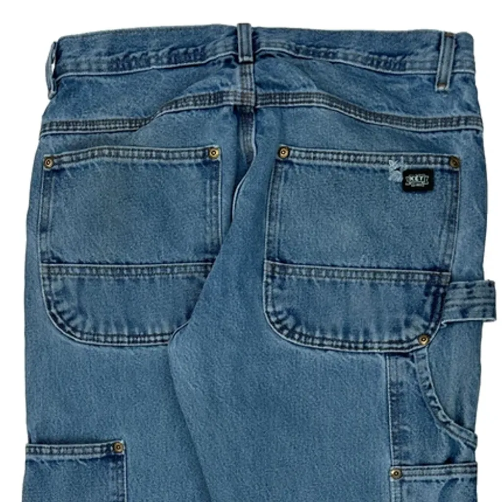 Key Double Knee Carpenter Jeans - 32W 31L Blue Cotton - Image 9