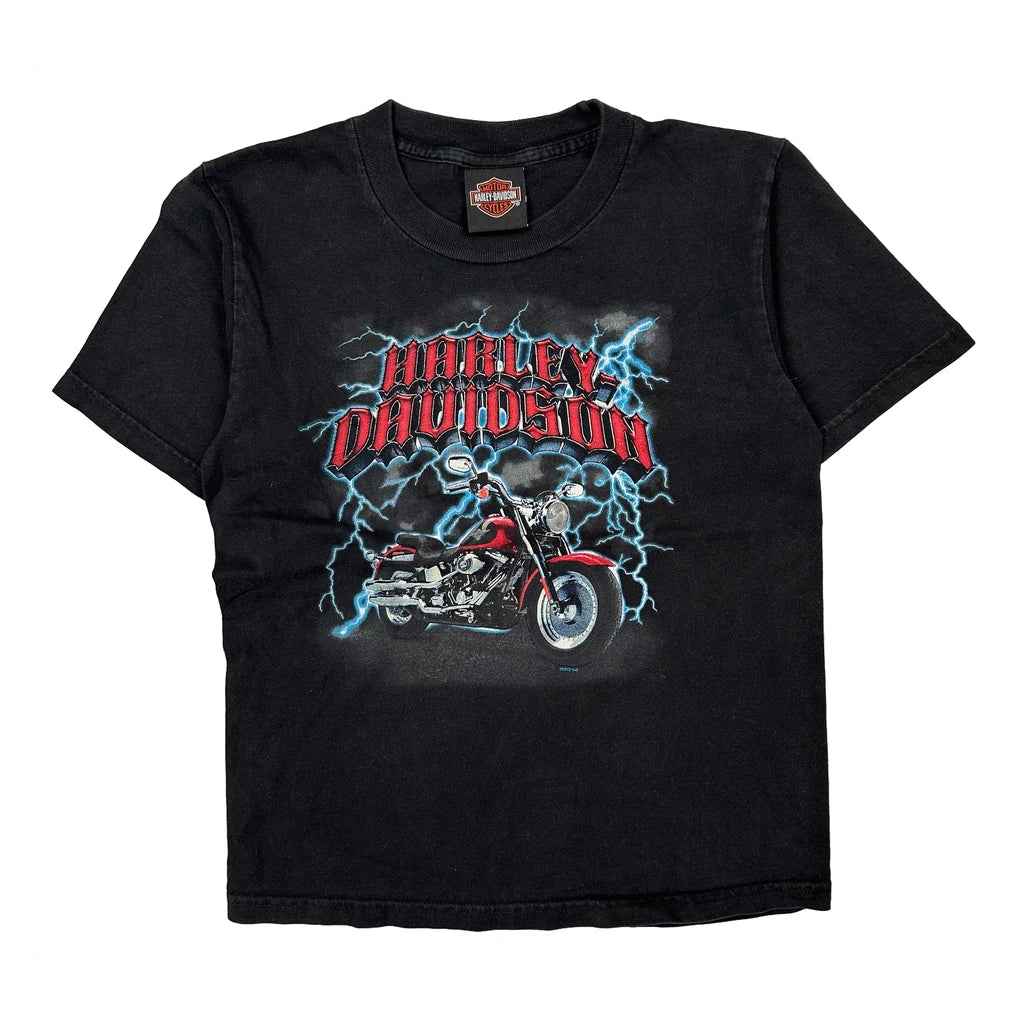 Kids Harley Davidson Iron Valley T-Shirt - Medium Black Cotton