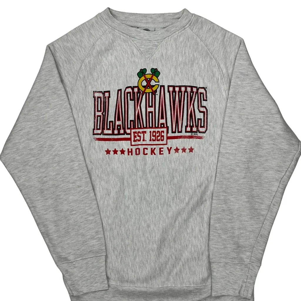 Kids Nfl Blackhawks Sweatshirt - Small Gray Cotton Blend - Image 4