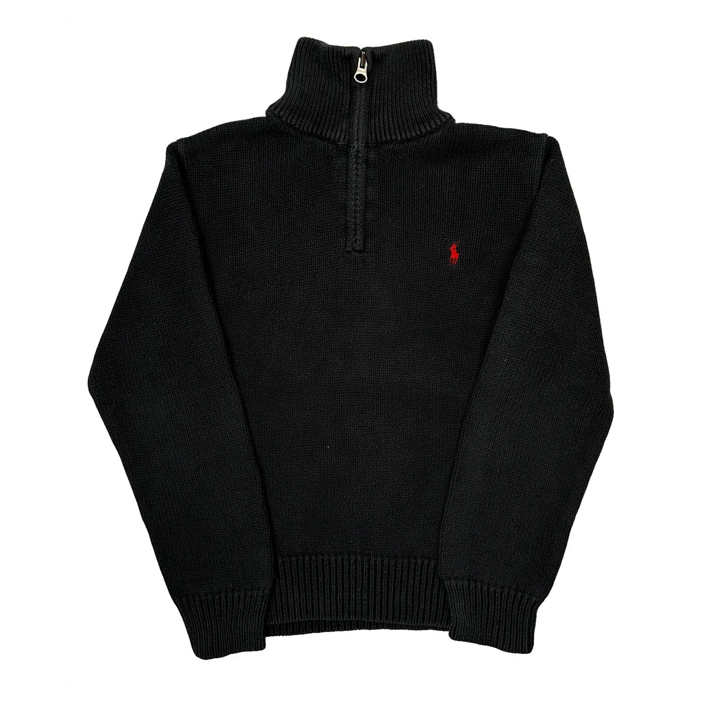 Kids Polo By Ralph Lauren 1/4 Zip - Small Black Cotton
