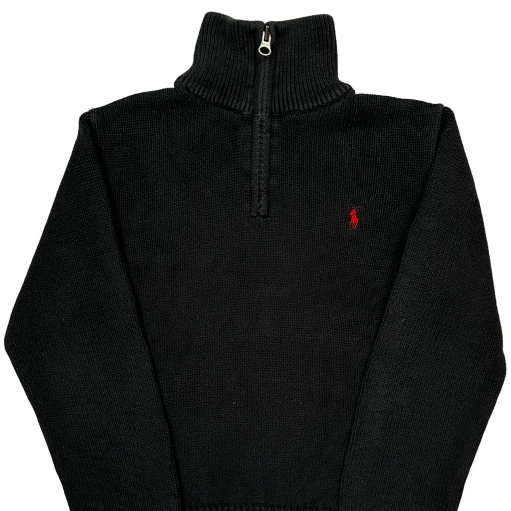 Kids Polo By Ralph Lauren 1/4 Zip - Small Black Cotton - Image 5